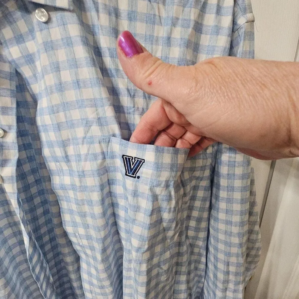 Johnnie-O Performance Villanova University Gingham Button Down Shirt Large - Picture 3 of 7
